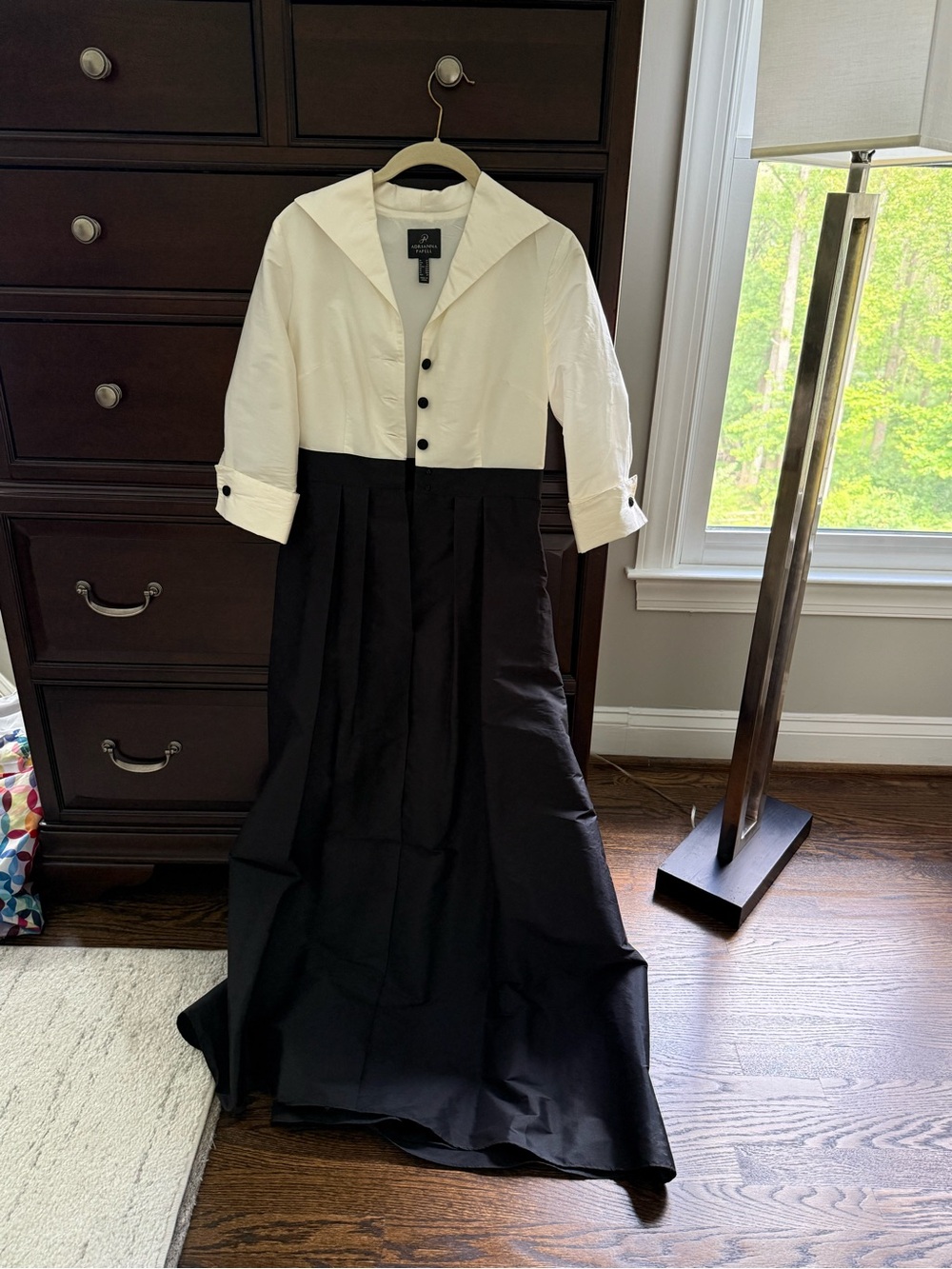 Adrianna Papell white and Black Button-Front formal dress